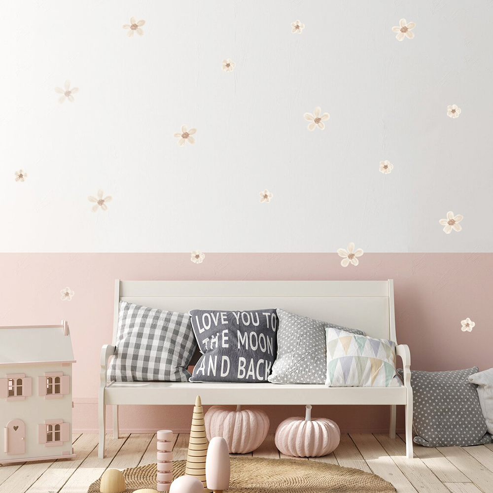 Interior Design Quotes - بوهو الصلبة الملونة الزهور الحضانة ملصقات